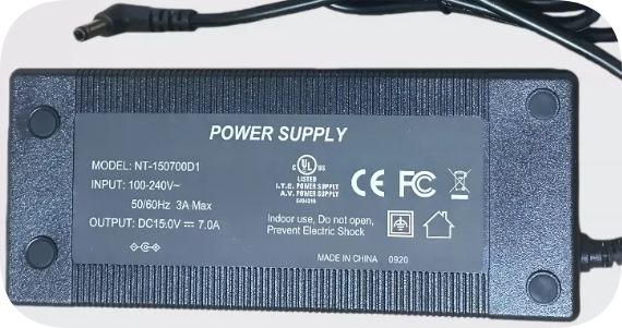 *Brand NEW*15V 7A 105W Desktop AC‑DC Power Transformer NT‑150700D1, Angled Elbow 5.5×2.5 *Brand NEW*15V 7A 105W Desktop AC‑DC Power Transformer NT‑150700D1, Angled Elbow 5.5×2.5